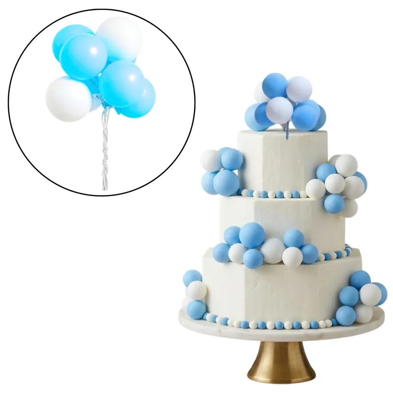 *Preventa* Cake Topper Ramo Bolitas Celeste Y Blanco X10